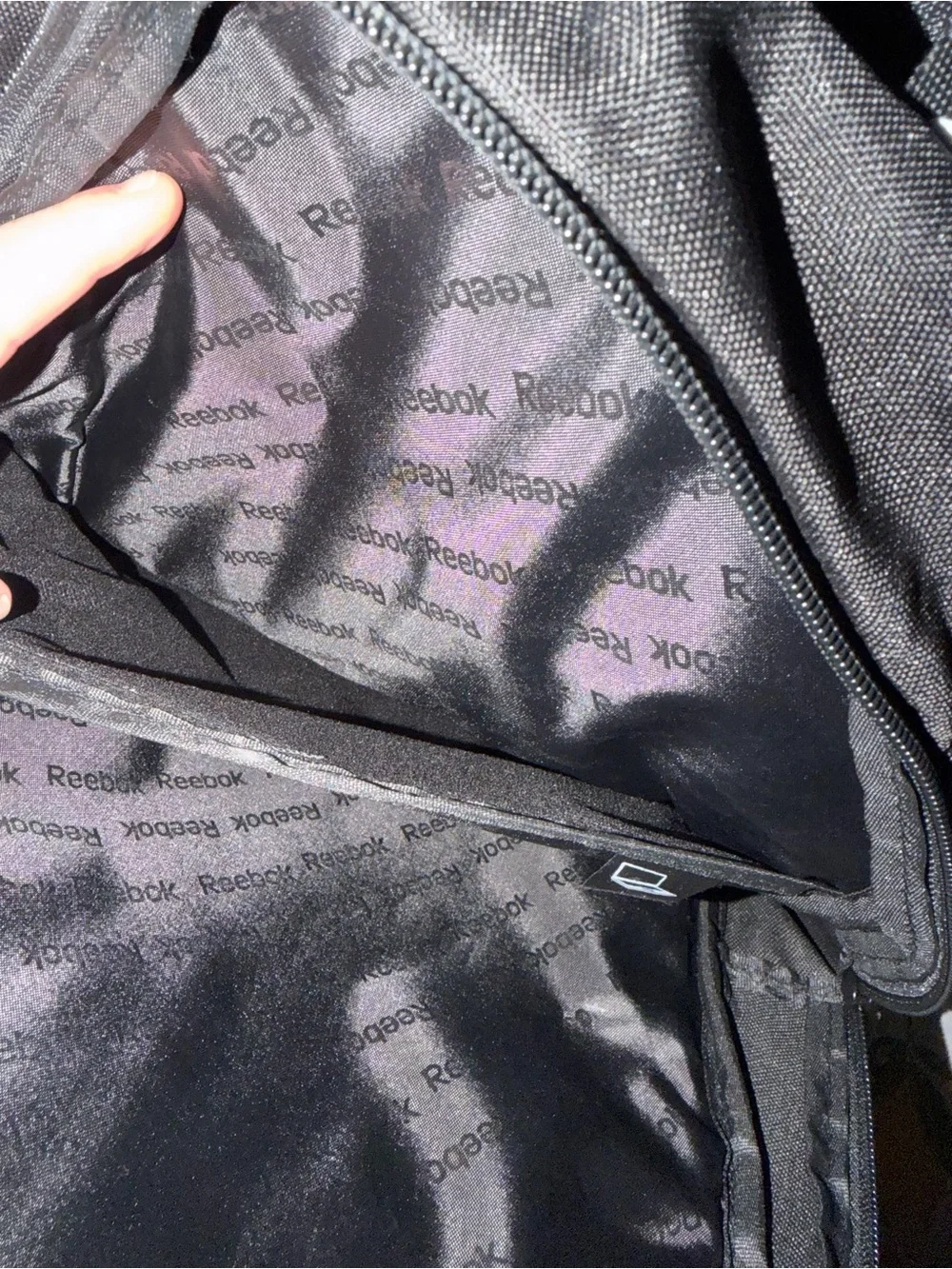 Reebok Black Backpack with White Logo and Trim